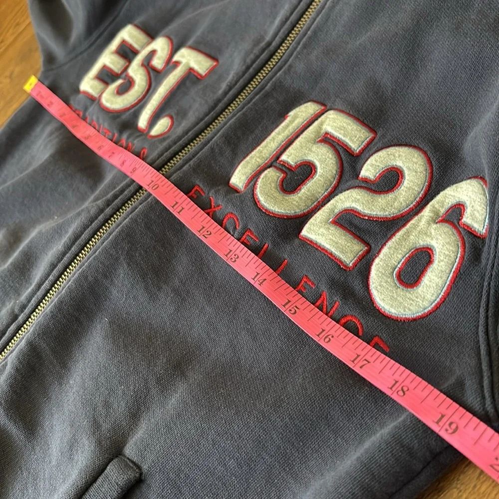 BERETTA navy blue zip up athletic bomber jacket mock neck patches embroidered